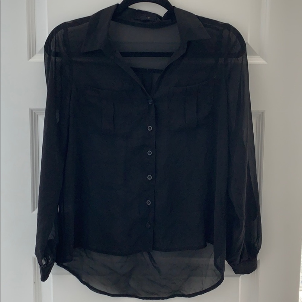 Sheer Black Botton Up